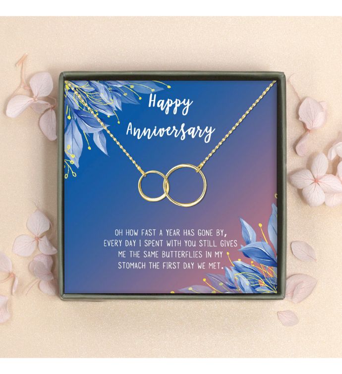Infinity Pendant Necklace With  Happy Anniversary Card And Gift Box